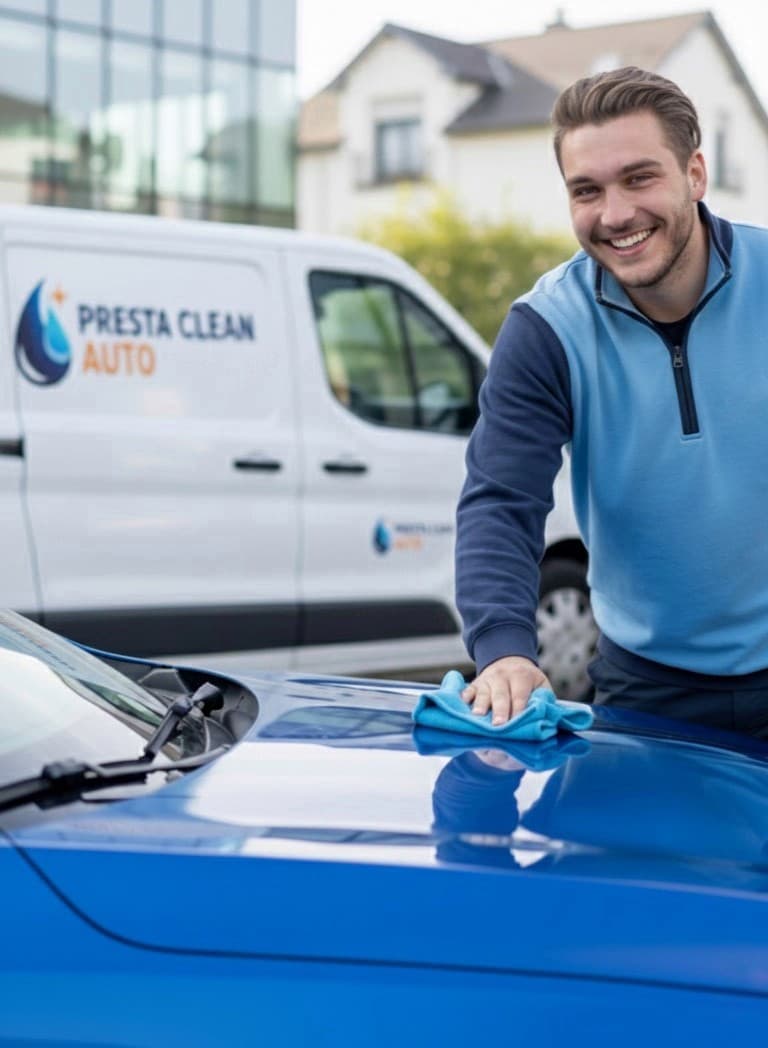 Technicien Presta Clean Auto en intervention à domicile